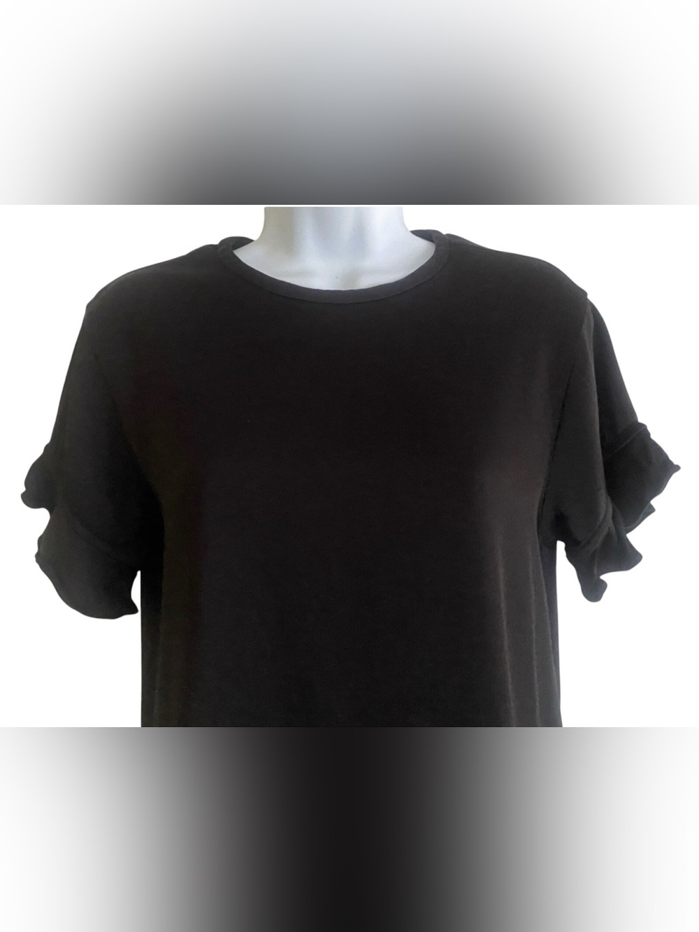 Kate Spade‎ Top Black Ruffle Top Short Sleeve S EUC - Picture 2 of 6